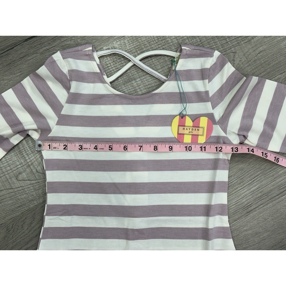 Hayden Girls Purple Striped‎ Dress W/ Buttons Down The Back Size S NWT NEW - Picture 3 of 7